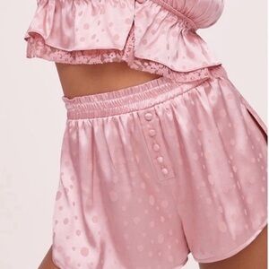 For Love & Lemons Fleur Jacquard Pajama Shorts Polka Dot Size L Pink